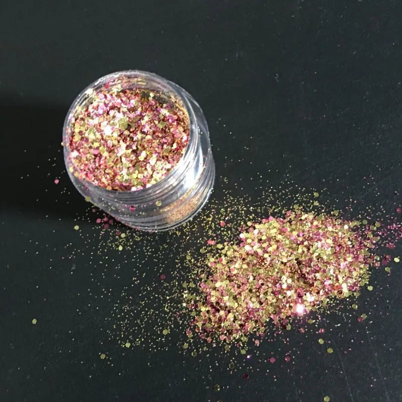 1 Box Mix 10ML Chunky Glitter Sequins Face Body Nails Hair Gems Beauty Makeup Glitter Powder Sequins for Festival & Party  MA03