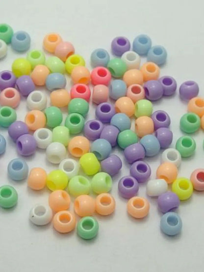 500 Pastel Color Acrylic Round Pony Beads 6X4mm for Kids Craft Kandi Bracelet