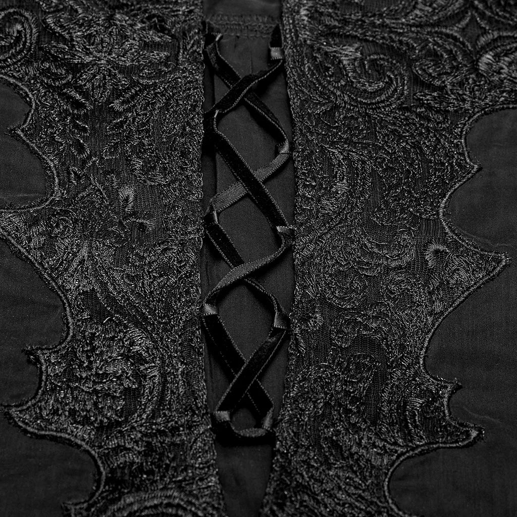 PUNK RAVE Men's Gothic Fire Dragon Vintage Long Sleeve Jacquard Shirt Sexy Translucent Lace Party Dinner Men Blouse