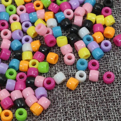 500 Acrylic Barrel Pony Beads 6X5mm Various Colour for Kids Craft Kandi Bracelet