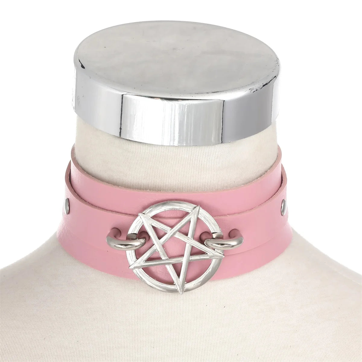Goth Pentagram Necklace Star Choker Collar  Black Pu Leather Gothic Accessories Woman Witch Cosplay Jewelry