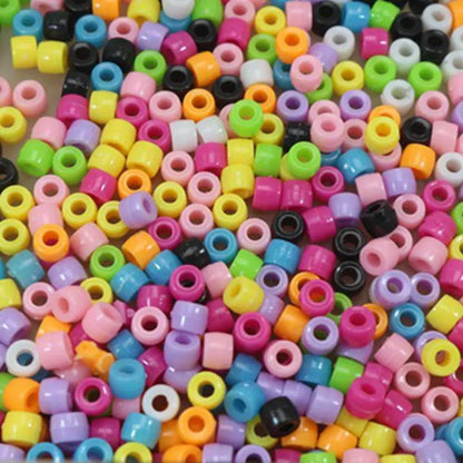 500 Acrylic Barrel Pony Beads 6X5mm Various Colour for Kids Craft Kandi Bracelet