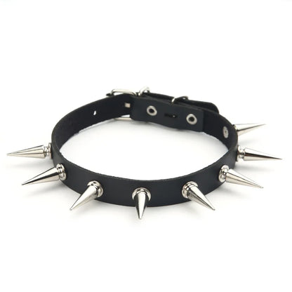 Black Spike Choker Necklace Rivet Stud Punk Rock Faux Leather Goth Collar Women Chocker Girls Harajuku Costume Gothic Jewelry