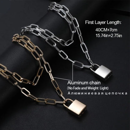 Lock Chain Necklace With A Padlock Pendants For Women Men Punk Jewelry On The Neck 2020 Grunge Aesthetic Egirl Eboy Accessories