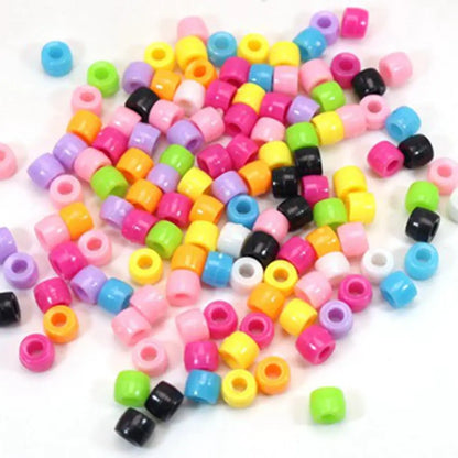 500 Acrylic Barrel Pony Beads 6X5mm Various Colour for Kids Craft Kandi Bracelet