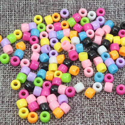 500 Acrylic Barrel Pony Beads 6X5mm Various Colour for Kids Craft Kandi Bracelet