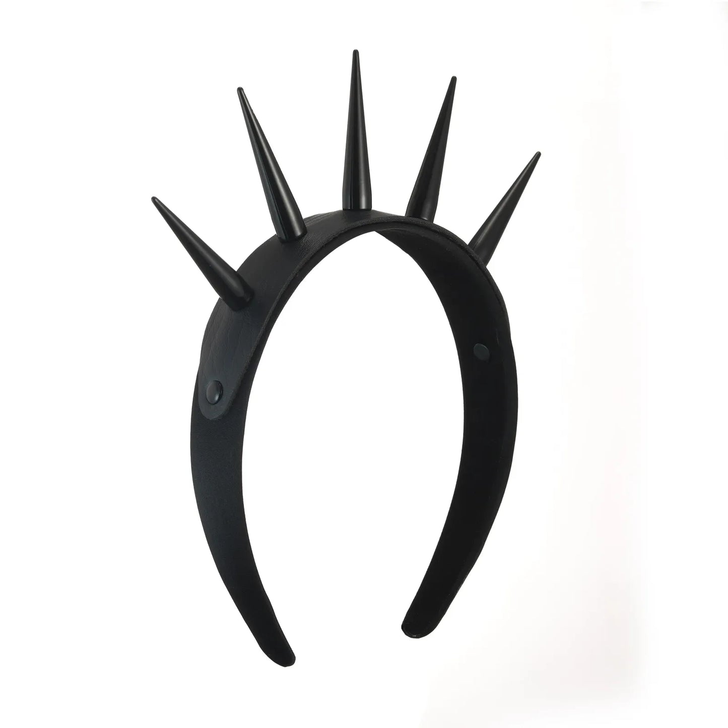 Black Spiked HeadBand Goth Headpiece Metal Spikes Faux Leather Headwear Costume Cosplay Gothic Jewelry Halloween Accessories