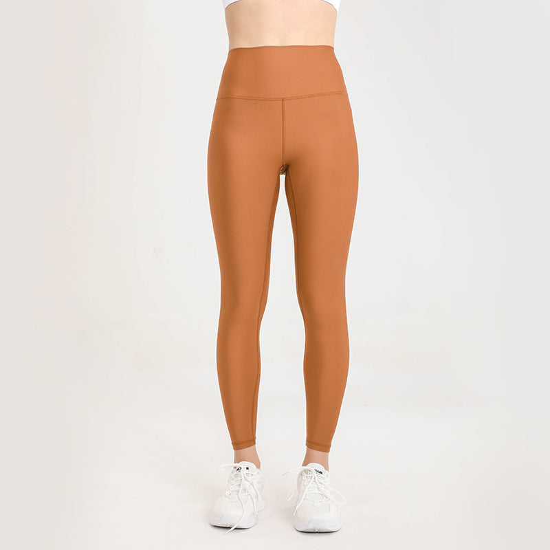 Pantalones de Yoga coloridos para otoño e invierno, mallas deportivas para Yoga para mujer, agradables a la piel, sensación desnuda brillante, cintura alta, melocotón, levantamiento de cadera