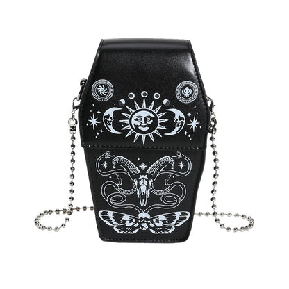 Bolso de estilo gótico con tablero de ataúd para mujer, nuevo nicho, parodia, calavera oscura, combina con todo