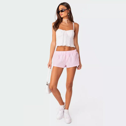 Arrival Spring Summer Casual Women Shorts Plaid Beach Pants Loose Fitting Loungewear Women Clothing