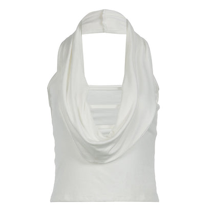 Cuello oscilante Ahuecado Recorte Halter Chaleco Sexy Especial Sexy Sin espalda Todo a juego Ropa exterior Top corto