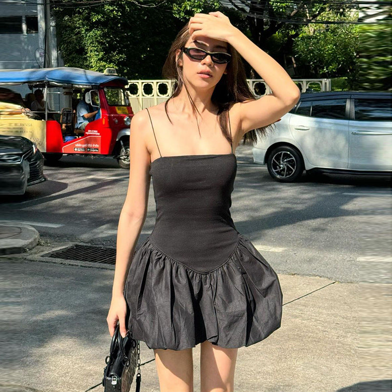 Women Clothing Summer Sexy Tube Top off Neck Waist Slimming Sling Dress