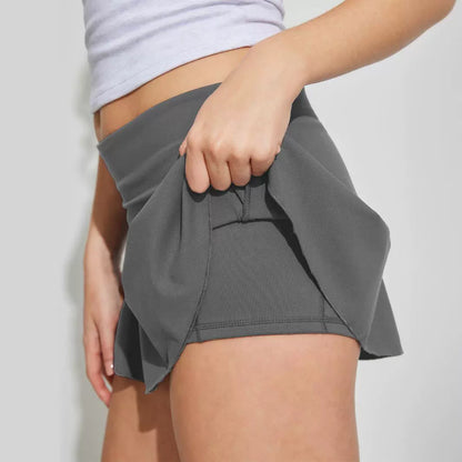 Falda plisada de pantalones lisos anti-mal funcionamiento del guardarropa para mujer