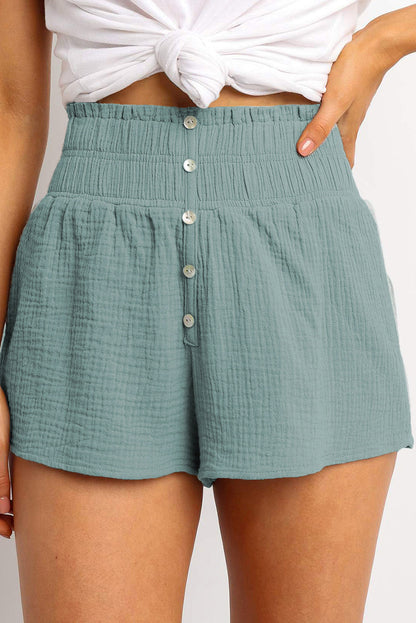 Femmes vêtements court été poche plissée une ligne Stretch à lacets taille haute Shorts