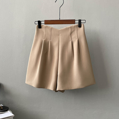 Short Double taille haute pour femmes, pantalon d'été Preppy coréen à jambes larges, ligne A, citrouille