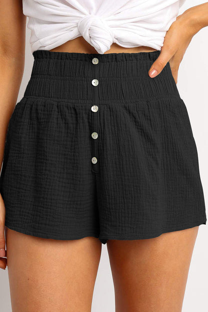 Femmes vêtements court été poche plissée une ligne Stretch à lacets taille haute Shorts