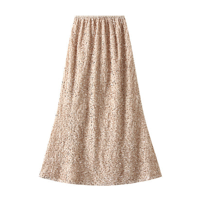 Jupe queue de poisson en velours français pour femmes, automne hiver, épaissie, haute qualité, mi-longue, robe à paillettes brillante