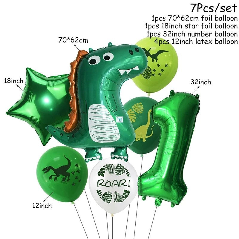 Ballons de fête dinosaures, 7 pièces, fête d'anniversaire pour enfants