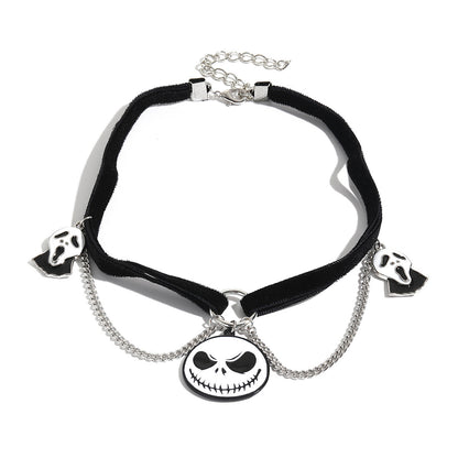 Collier Punk gothique foncé en cuir noir, personnalité