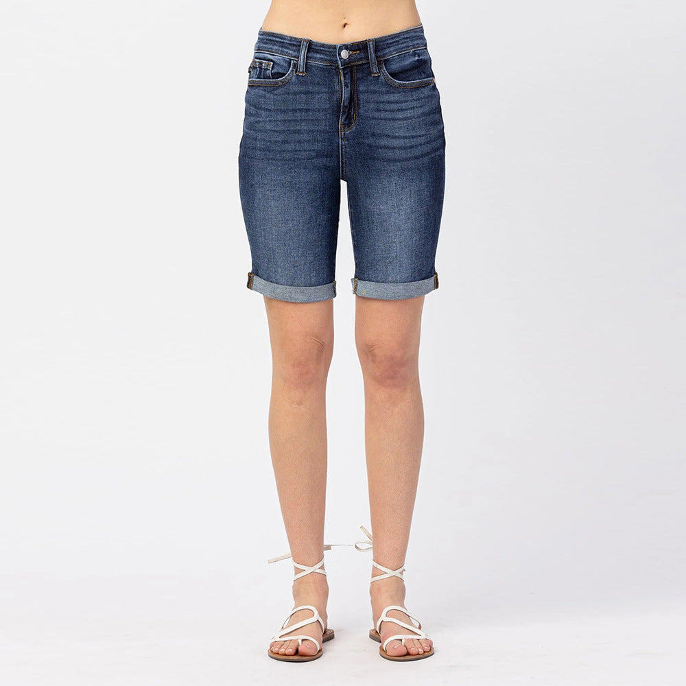 Verano Casual Slim Fit Curling Mujer Jeans Shorts