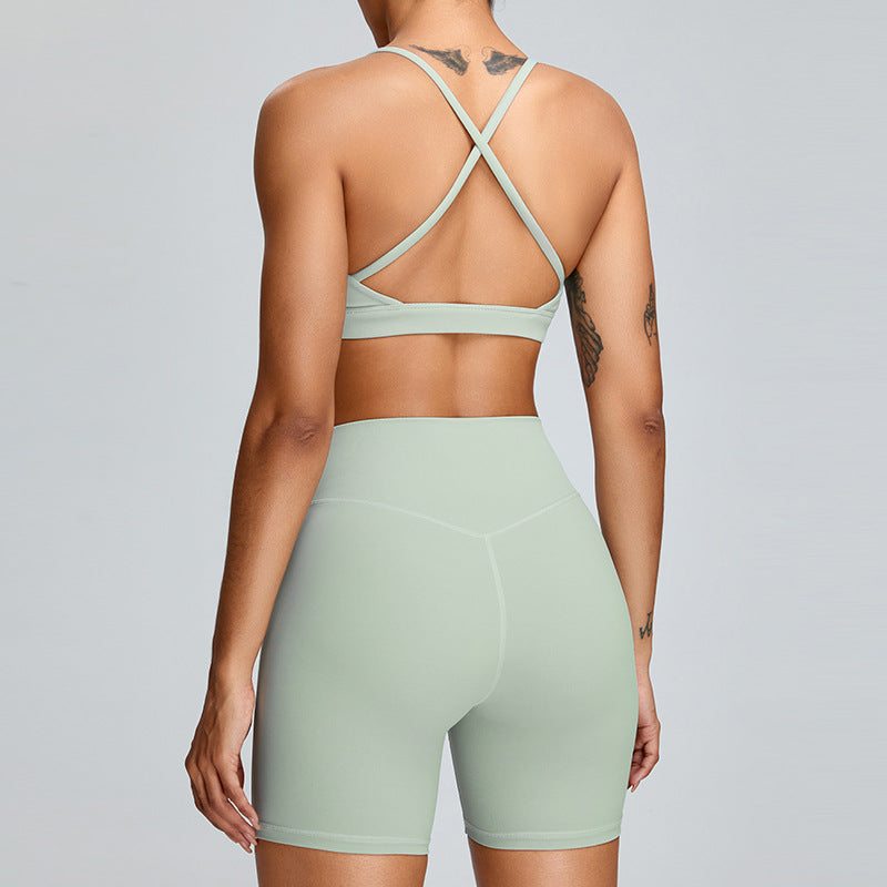 Costume de short de Yoga pour femmes, vêtement à la mode pour contracter le ventre et soulever les hanches