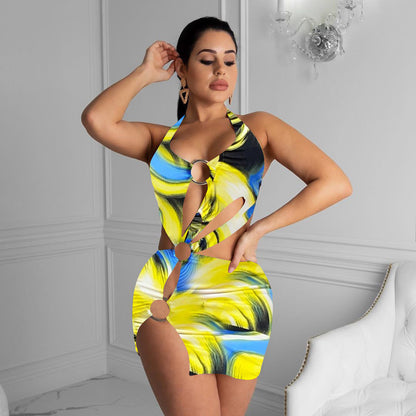 Women Clothing Women Swimsuit Colorful Printing Dress