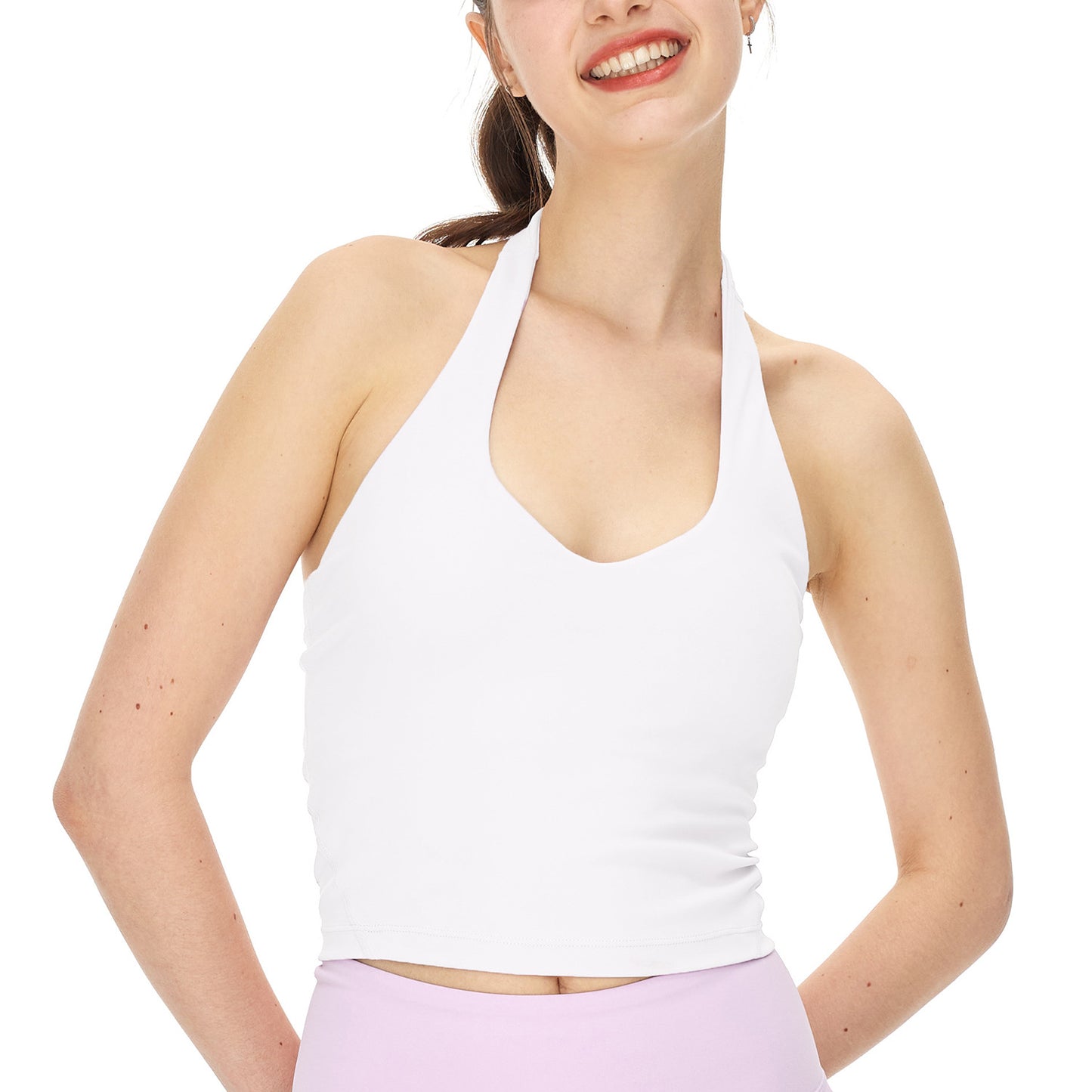 Selección estricta Sujetador deportivo con cuello Halter, ropa interior de alta elasticidad, sensación desnuda, ejercicio físico, ropa de Yoga, Top todo a juego