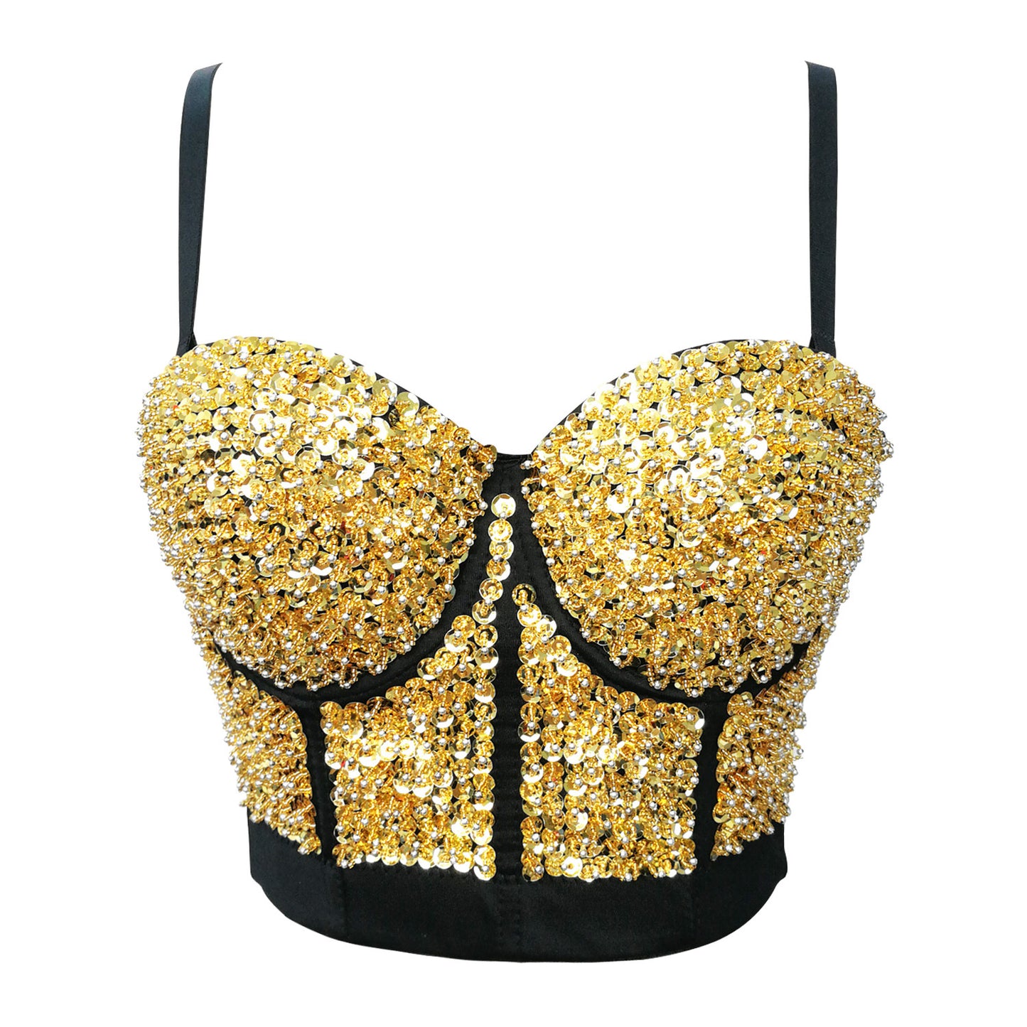 Costumes de soutien-gorge en perles étoilées, argent doré, haut tubulaire Sexy, Corset désossé, écharpe pour femmes