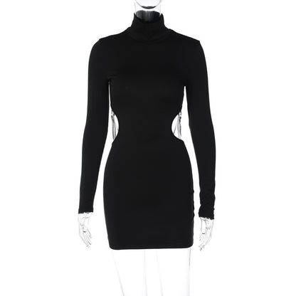 Robe Sexy à manches longues pour femmes, vêtements d'automne, dos nu, ajouré, chaîne découpée, coupe cintrée