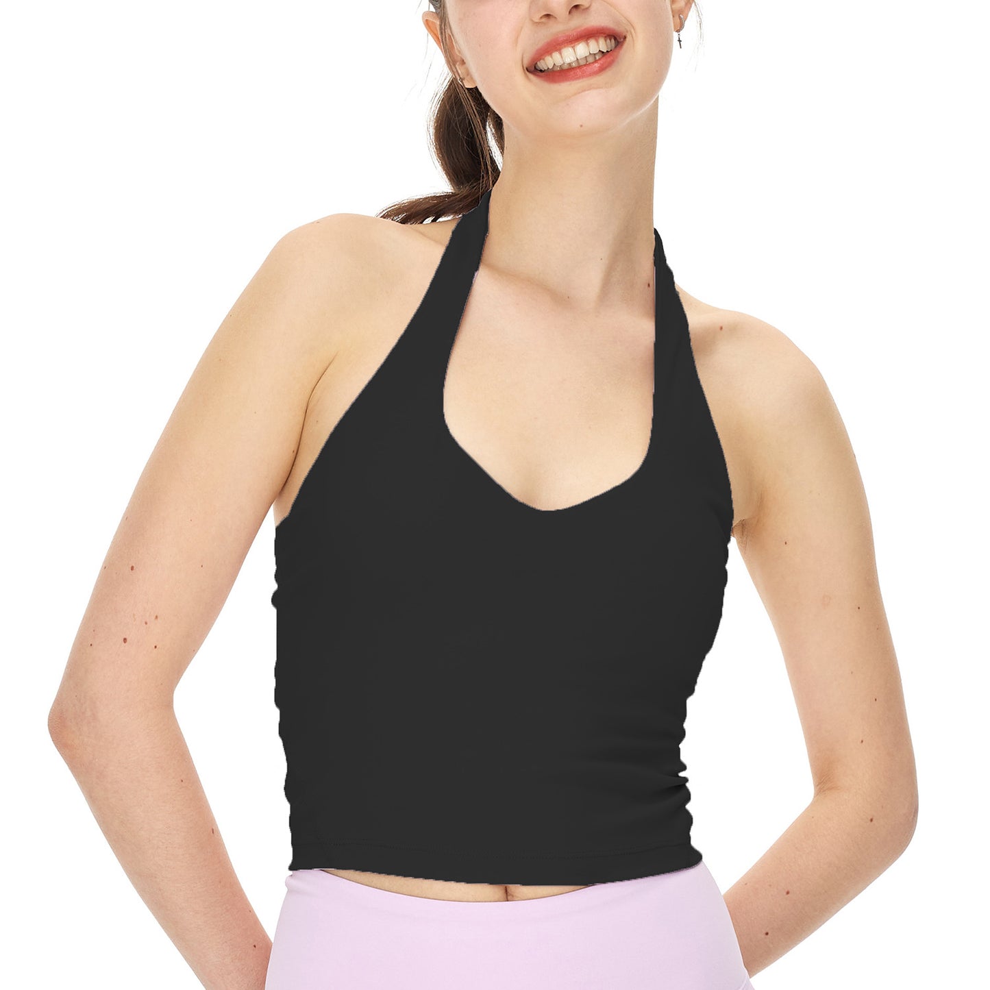 Selección estricta Sujetador deportivo con cuello Halter, ropa interior de alta elasticidad, sensación desnuda, ejercicio físico, ropa de Yoga, Top todo a juego