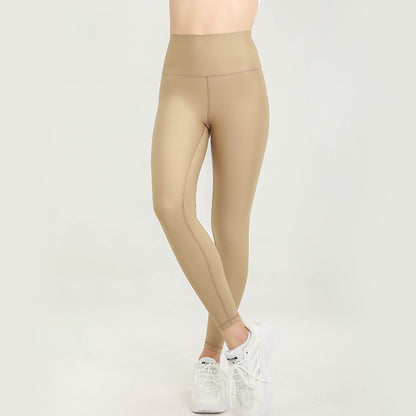 Pantalones de Yoga coloridos para otoño e invierno, mallas deportivas para Yoga para mujer, agradables a la piel, sensación desnuda brillante, cintura alta, melocotón, levantamiento de cadera