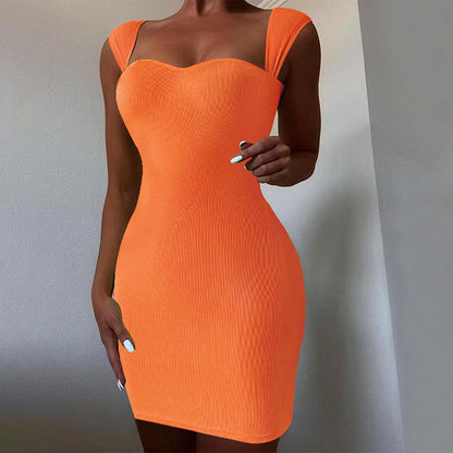 Spring Summer Women Clothing Sexy Nightclub Dress Sleeveless Knitted Hip Spaghetti Straps Dress