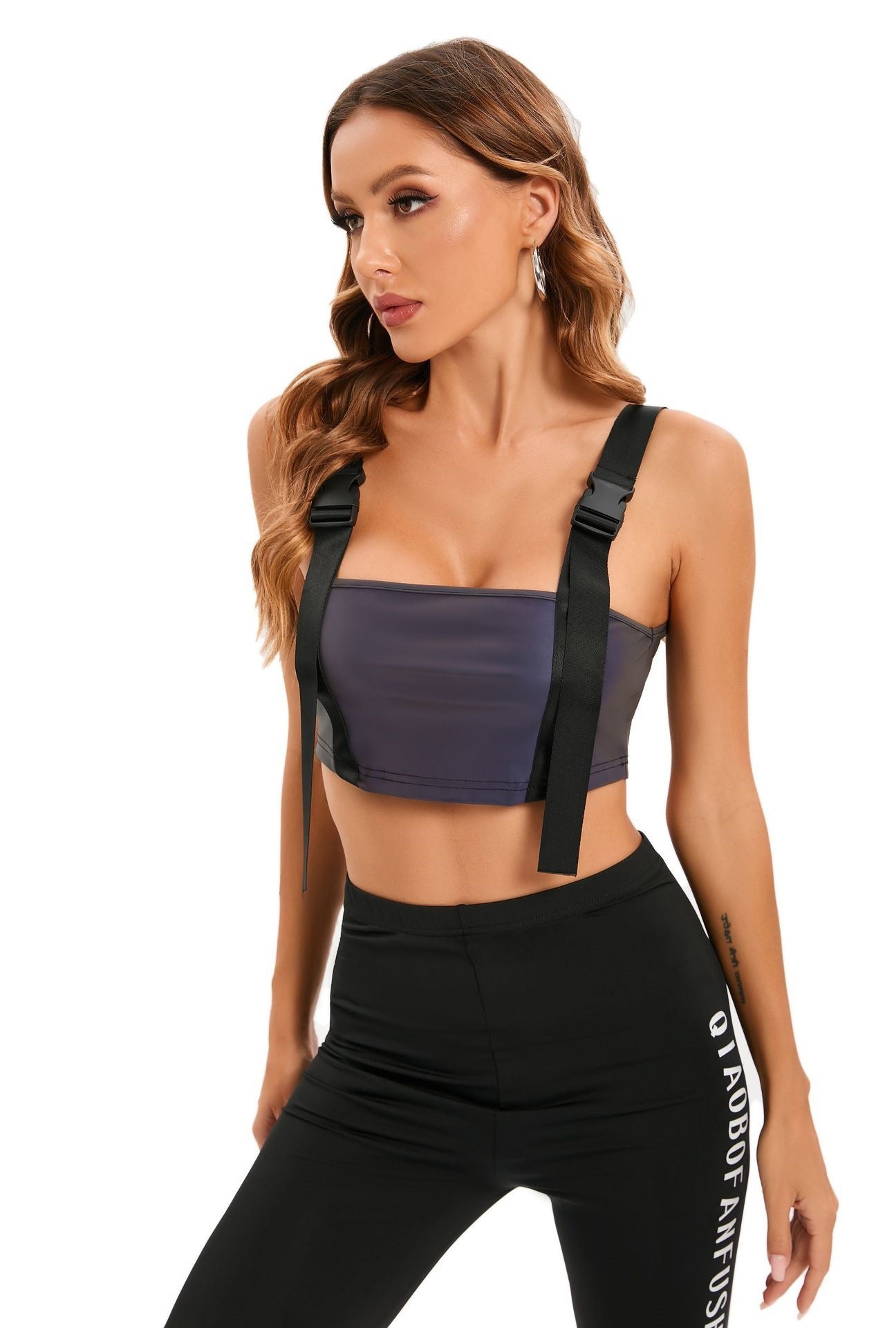 Nightclubs Colorful Night Running Reflective Tube Top Laser Vest Camisole Women