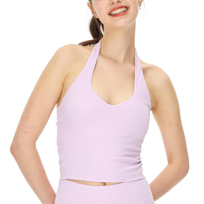 Selección estricta Sujetador deportivo con cuello Halter, ropa interior de alta elasticidad, sensación desnuda, ejercicio físico, ropa de Yoga, Top todo a juego