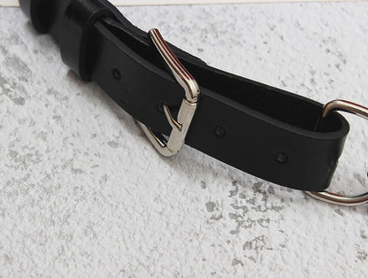 [EAM]  Pu Leather Black Thick Metal Chain Long Wide Belt Personality Women New Fashion Tide All-match Spring Autumn 2024 1DD9566