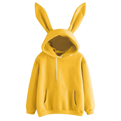 Automne hiver sweat à capuche pour femme Kawaii oreilles de lapin mode à capuche décontracté couleurs couleur unie chaud blouson à capuche pour les femmes