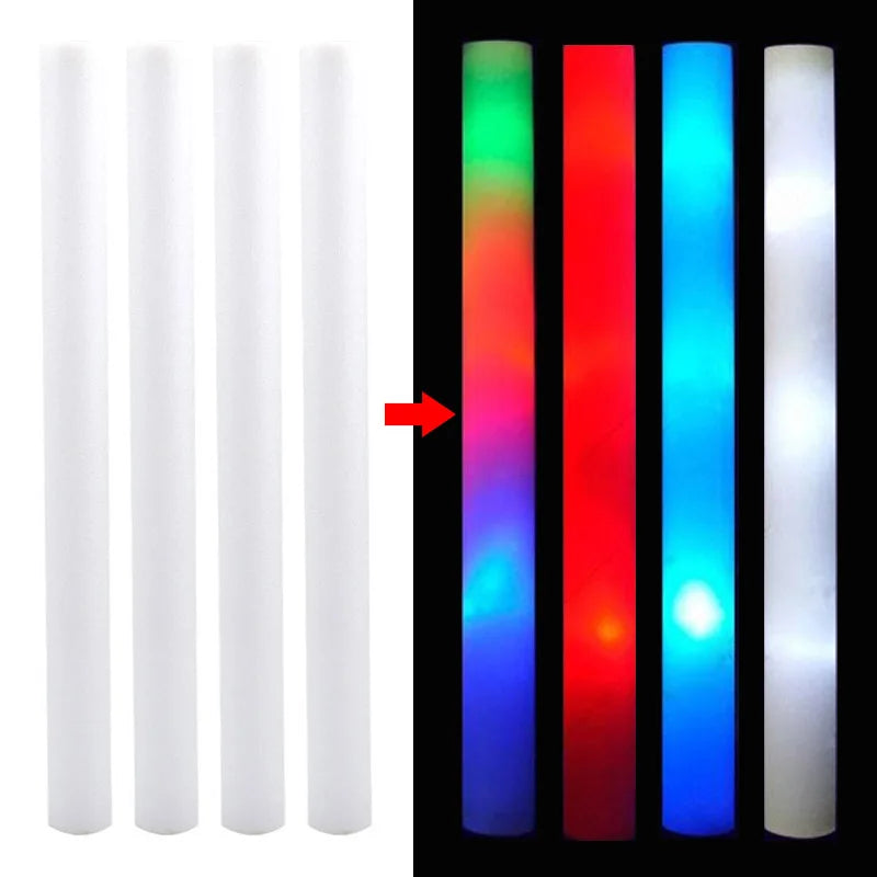 20 Pcs Led Foam Bar Glow In The Dark Light-Up Foam Sticks LED Soft Batons Rave Glow Wands Flashing Tube Concert for Party