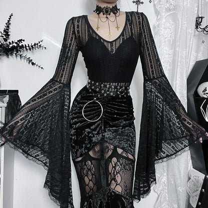 Women's Gothic Dark Lace Jumpsuit