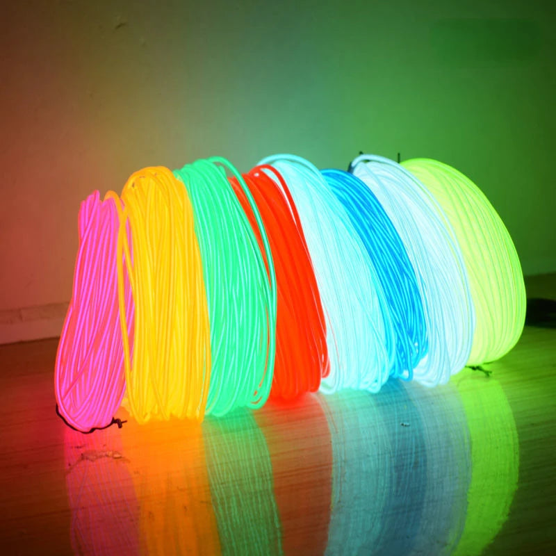 Glow EL Wire Cable LED Neon Christmas Dance Party DIY Costumes Clothing Luminous Car Light Decoration Clothes Ball Rave 1m/3m/5m