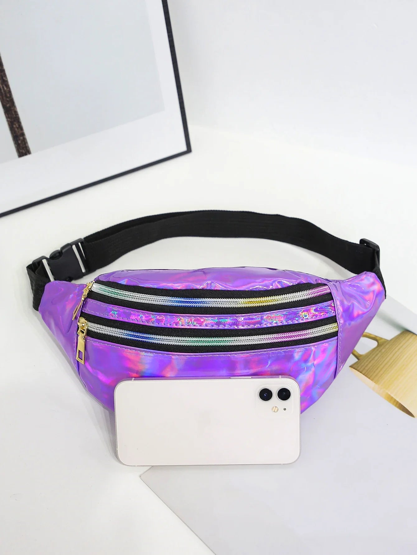 Laser Fanny Pack Belt Bag for Women Cross Body Womens Crossbody Bags Waist Bag Fashion Waist Pack Bum Bag Hiking Running Travel