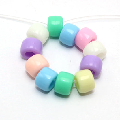 200 Mixed Pastel Spring Color Acrylic Barrel Pony Beads 8X6mm for Kids Craft Kandi Bracelet