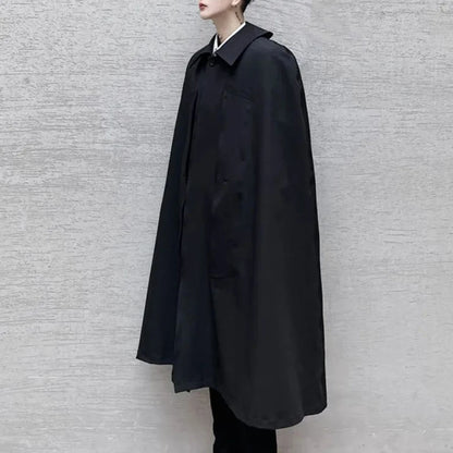 Mens Dark Style Sleeveless Mid-Length Cape Cloak Autumn And Winter Genderless Japanese Fashion Retro Loose Cape Coat Unisex