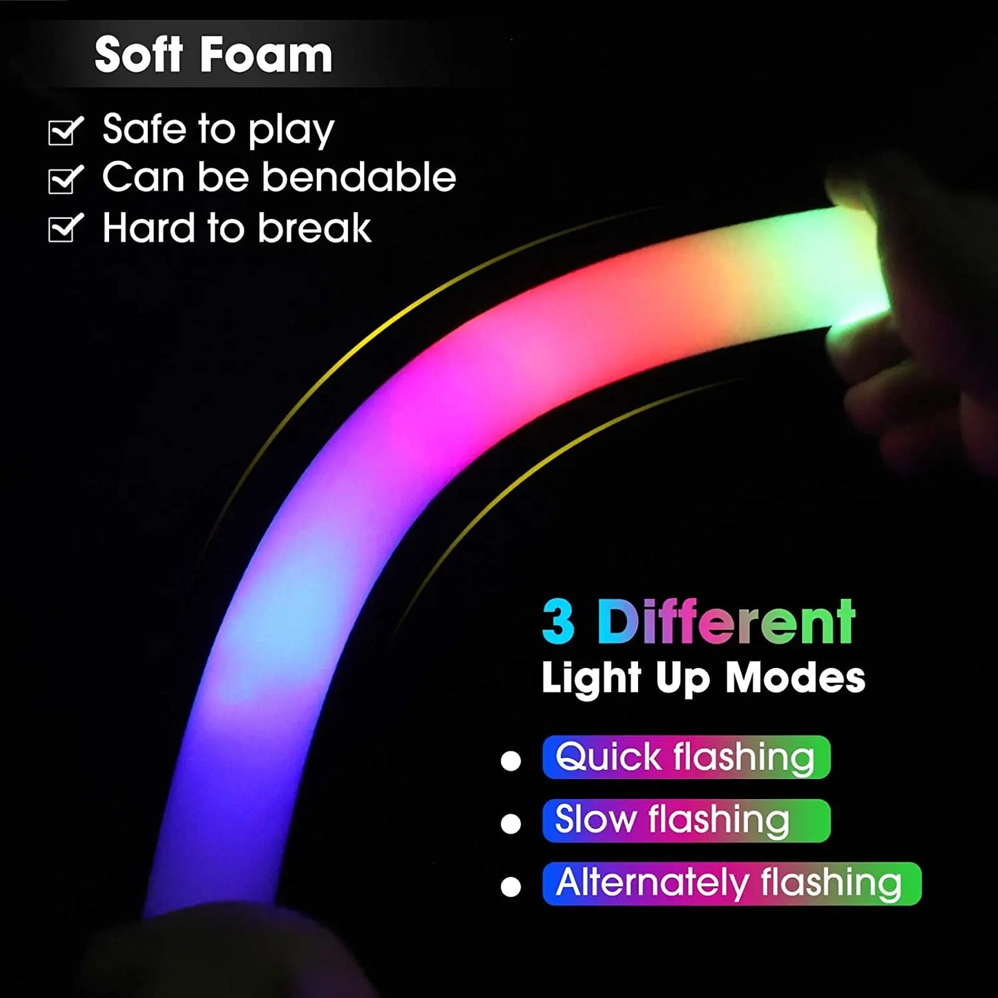 90 pièces coloré LED bâtons lumineux éclairer Cheer Tube LED lueur mousse bâton lueur dans le noir Concert anniversaire fête de mariage fournitures