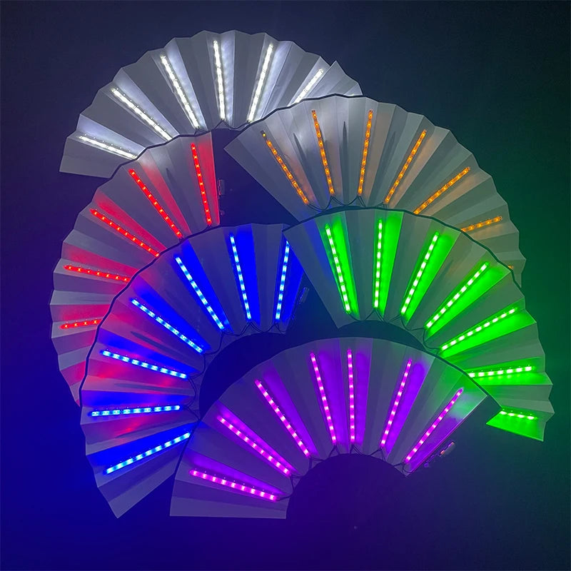 Luminous Folding LED Fan Dancing Light Fan Flashing For Night Music Show Rave Festival Accessories Glowing In The Dark Party