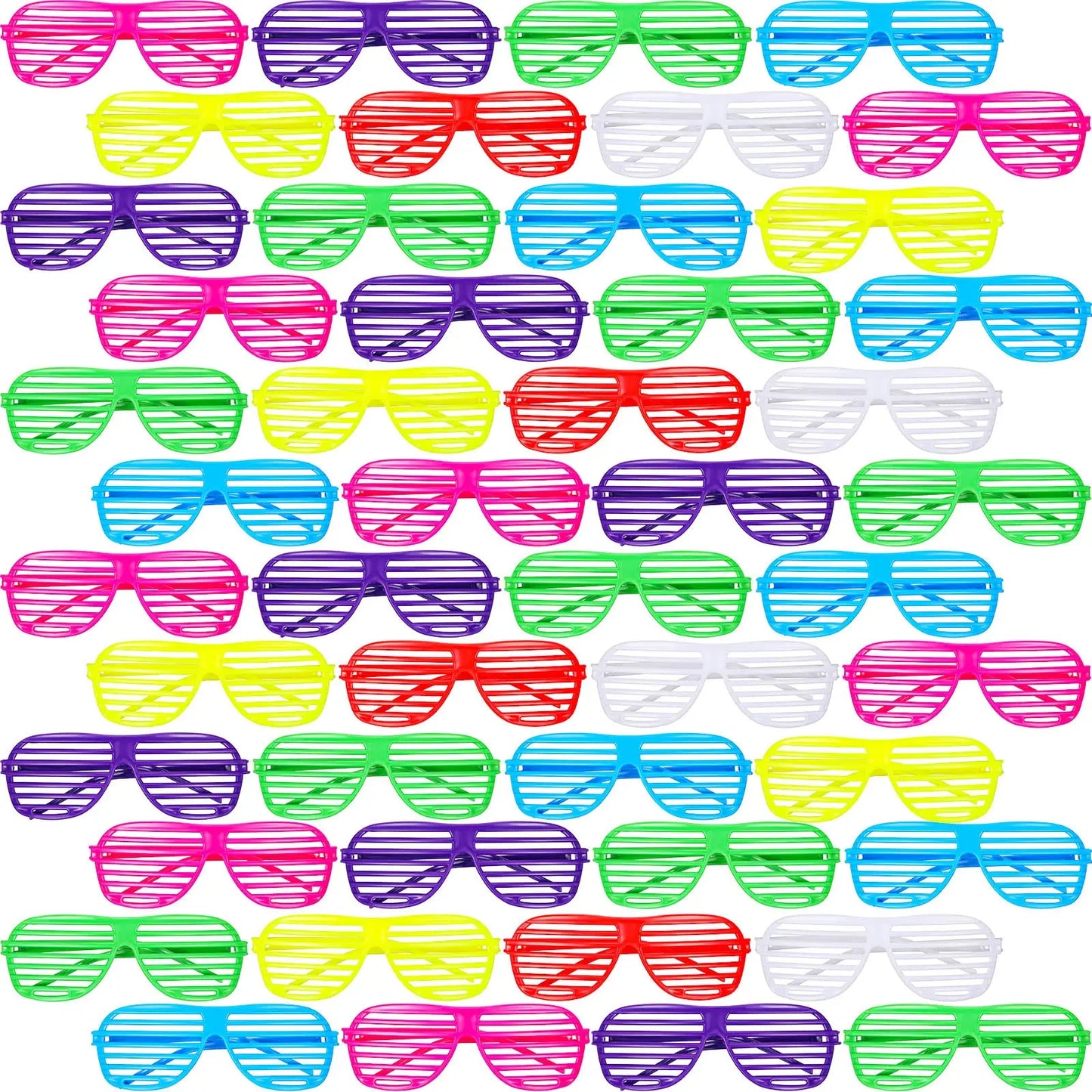 6pcs Shutter Sunglasses Shutter Shades Glasses Neon Sunglasses Color Shutter Eyewears Birthday Party for 80s 90s Retro Party