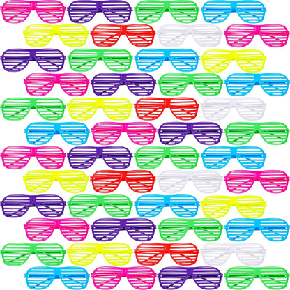 6pcs Shutter Sunglasses Shutter Shades Glasses Neon Sunglasses Color Shutter Eyewears Birthday Party for 80s 90s Retro Party