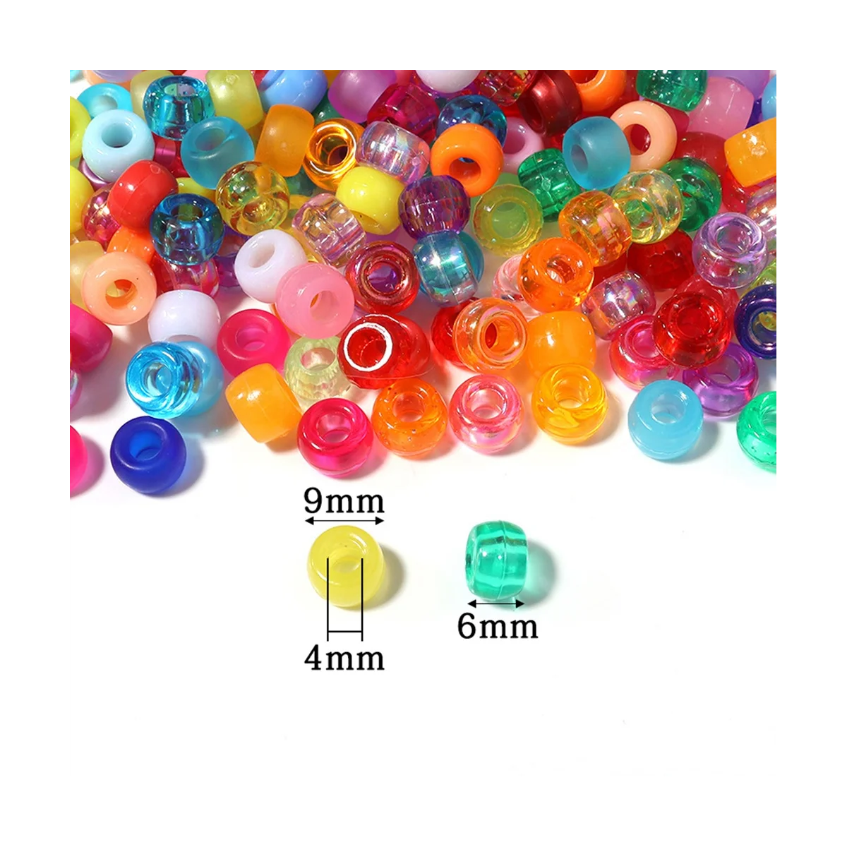 Kandi Beads Bulk for DIY Crafting Jewelry Making Kandi Bracelets 6x9mm About 1800Pcs,Light Color