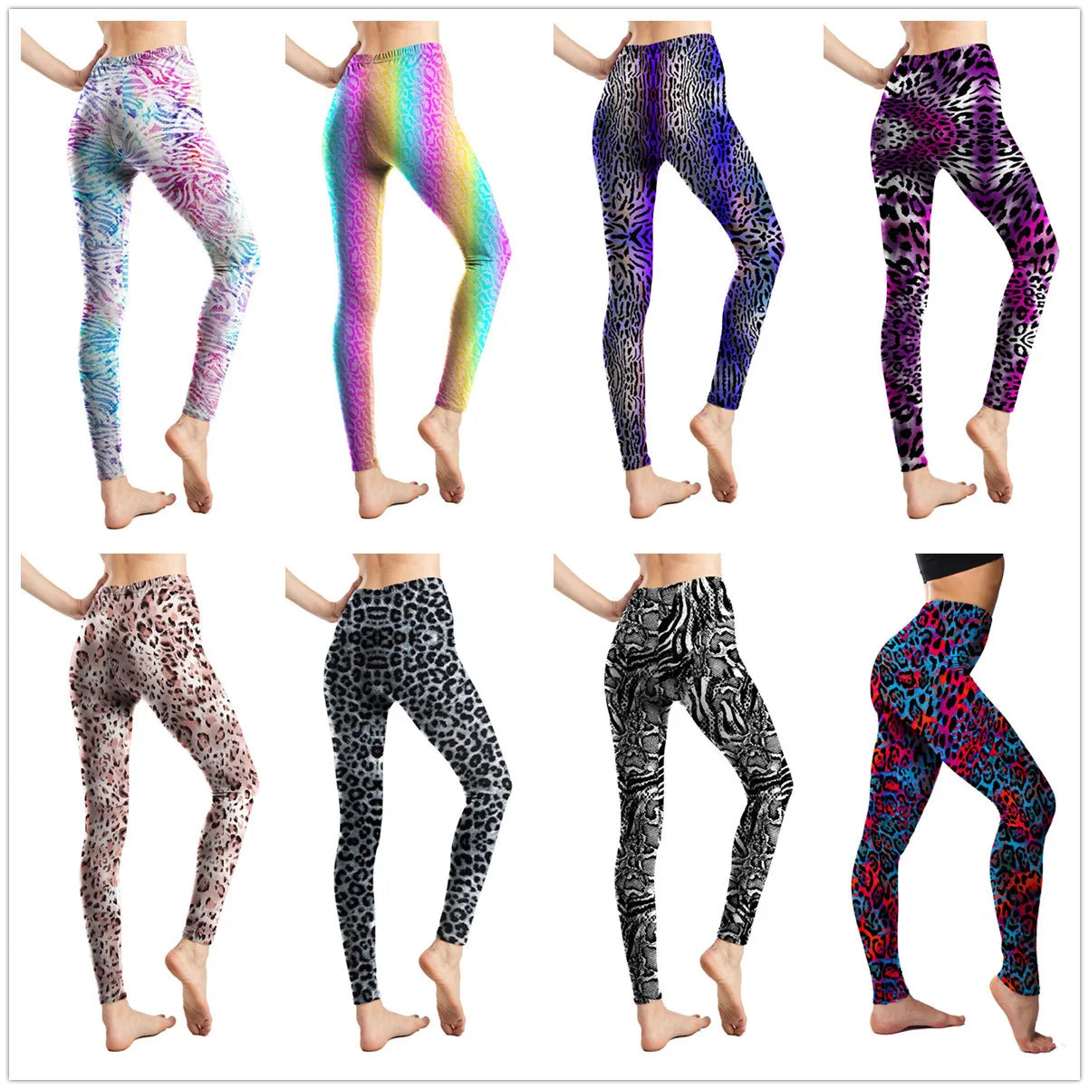 Leggings de leopardo estampados de cintura alta pantalones elásticos de leopardo salvajes pantalones suaves para mujeres medias de entrenamiento conjuntos de Fitness