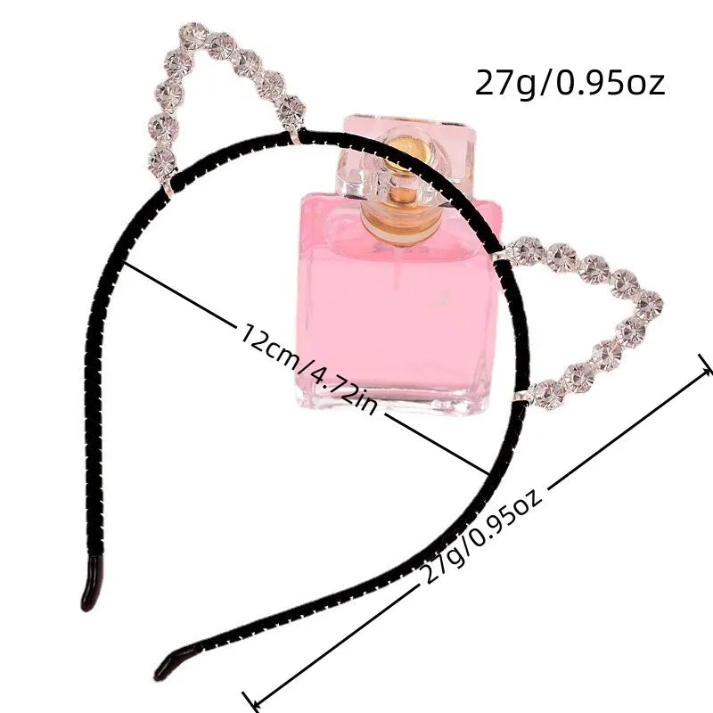 Novelty Kids Cat Ears Headband with Ear Crystal Hairband Festival Hair Girls Crown Rhinestone Headdress for Women