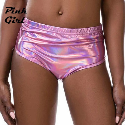 Harajuku Sparkle Hologram Pu High Waist Hot Shorts Sexy Ladies Slim Stretchy Shorts Summer Booty Shorts Women Clubwear 8 Colors